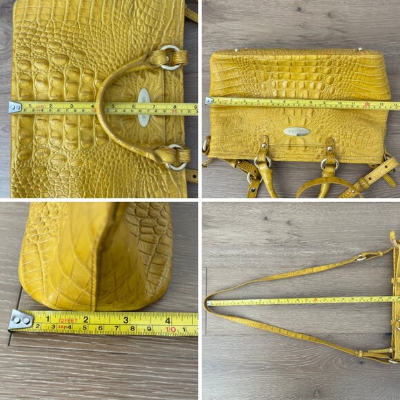 Vintage Brahmin Handbag Purse Crossbody Yellow Mini Arlo Leather Croc Gold - Picture 13 of 14